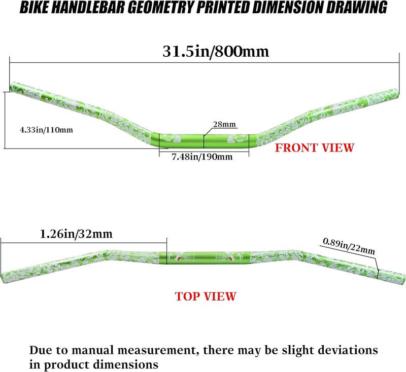 JXPANG Universal 28mm 1/1/8" Handle Bar For CRF KLX KX LTR TRX SX SXF EXC XCW Motocross Pit Dirt Bike Scooter ATV Quad Bike Grizzly Hawk 250 Bicycles (Green) - Image 5